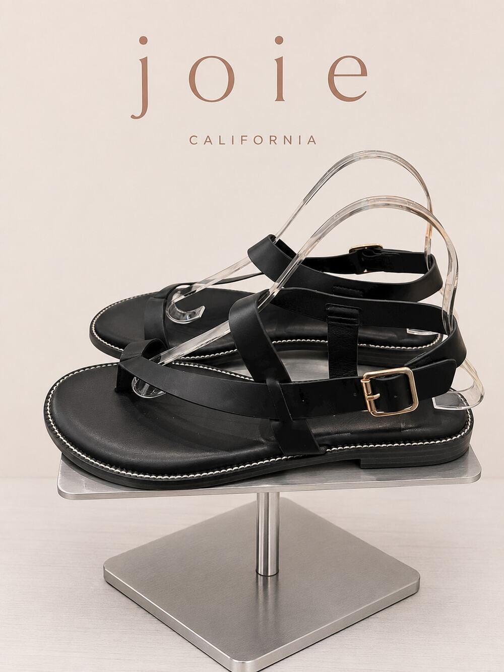 Joie Black Leather Ankle Strap Flat Sandals Women’s 8.5